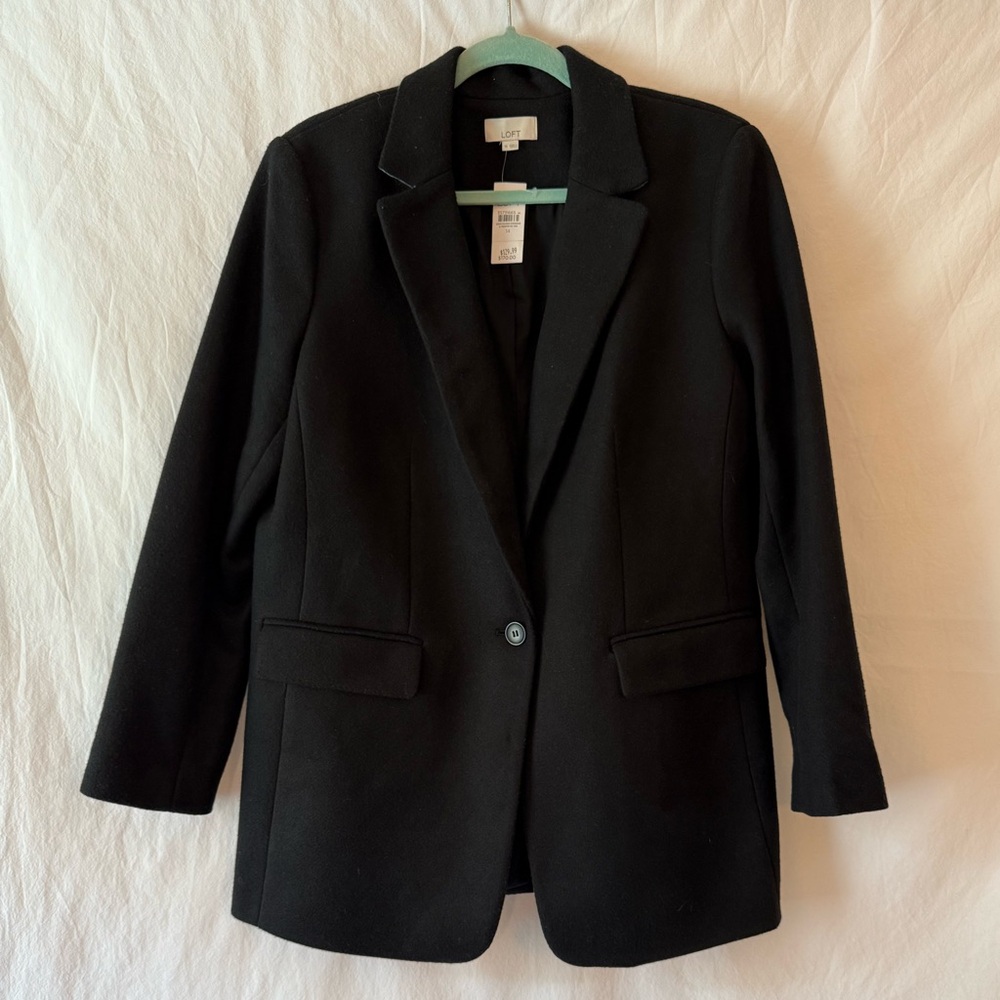 Loft Brushed Herringbone Long Modern Blazer